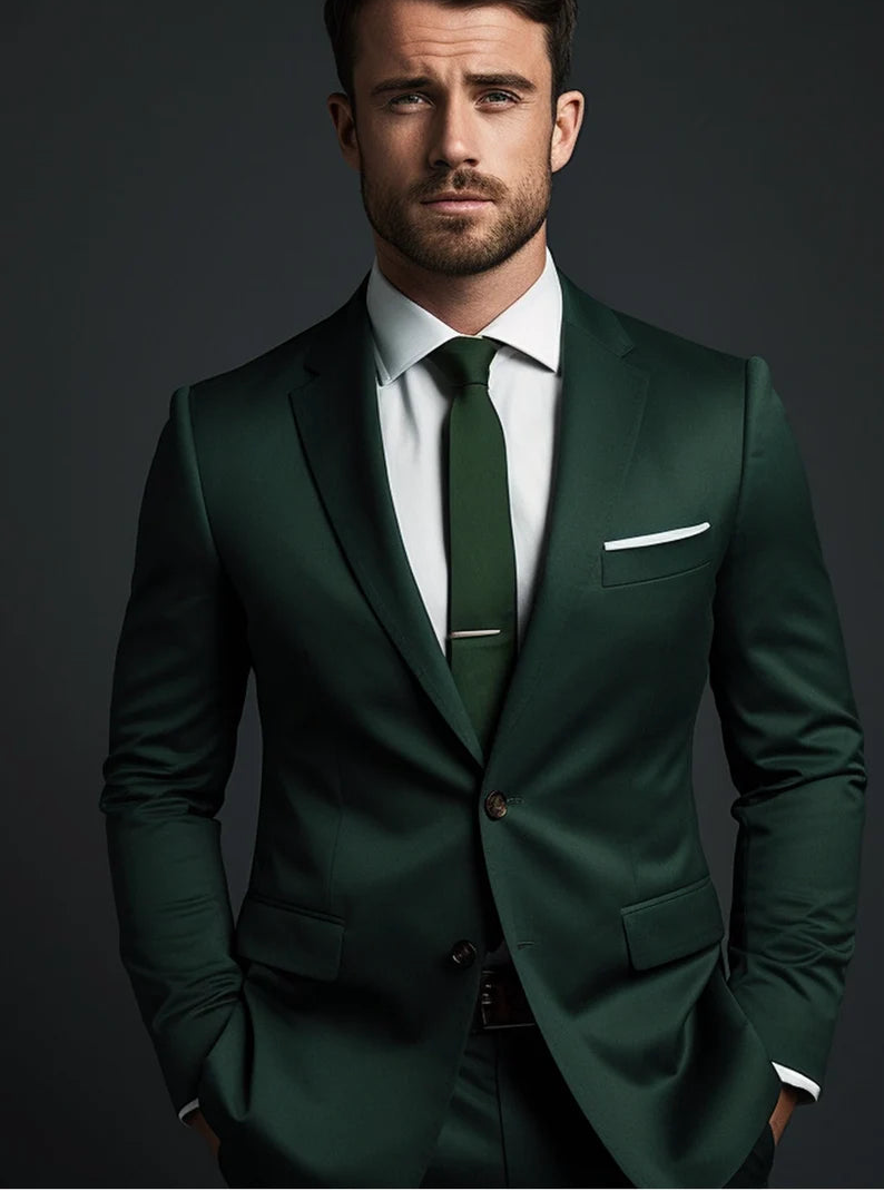 Luxury Italian Fabric 2-Piece Suit for Men | Ultimo Green| Wedding, Party Wear; Formal Wear