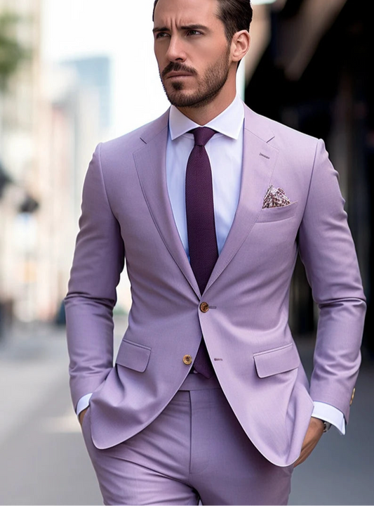 Luxury Italian Fabric 2-PieceSuit Men |Powder Lavender | Wedding, Party wear; Formal Wear