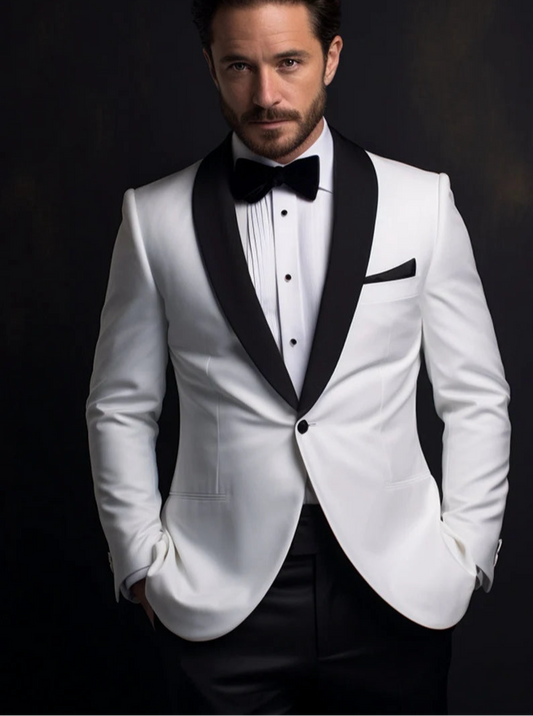 Luxury Italian Fabric 2-Piece Suit for Men | Rising White| Wedding, Party Wear; Formal Wear