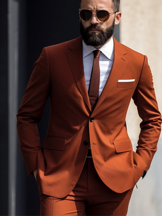 Feel the Luxury Italian Fabric 2-PieceSuit for Men |Majestic Tan | Wedding, Party wear; Formal Wear