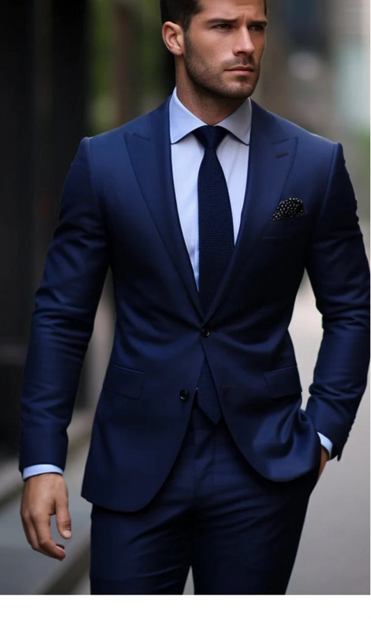 Luxury Italian Fabric 2-PieceSuit for Men |MidNight Blue| Wedding, Party wear; Formal Wear