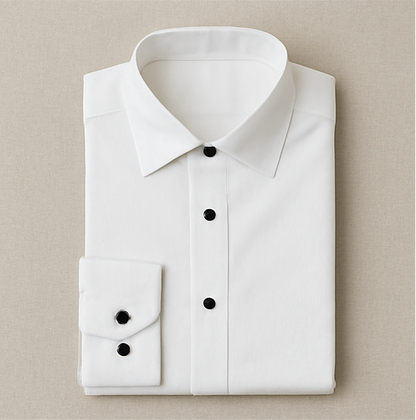 Classic White Cotton Shirt with Black Buttons
