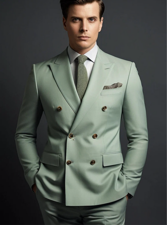 Double Breasted Suit for Men | Sage Green| Wedding, Party wear; Formal Wear