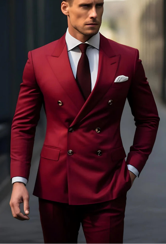 Maroon Double Breasted Suit – Effortless Modern Elegance”