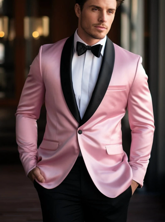 Luxury Italian Fabric 2-Piece Suit for Men | Blossom Pink Tux| Wedding, Party Wear; Formal Wear