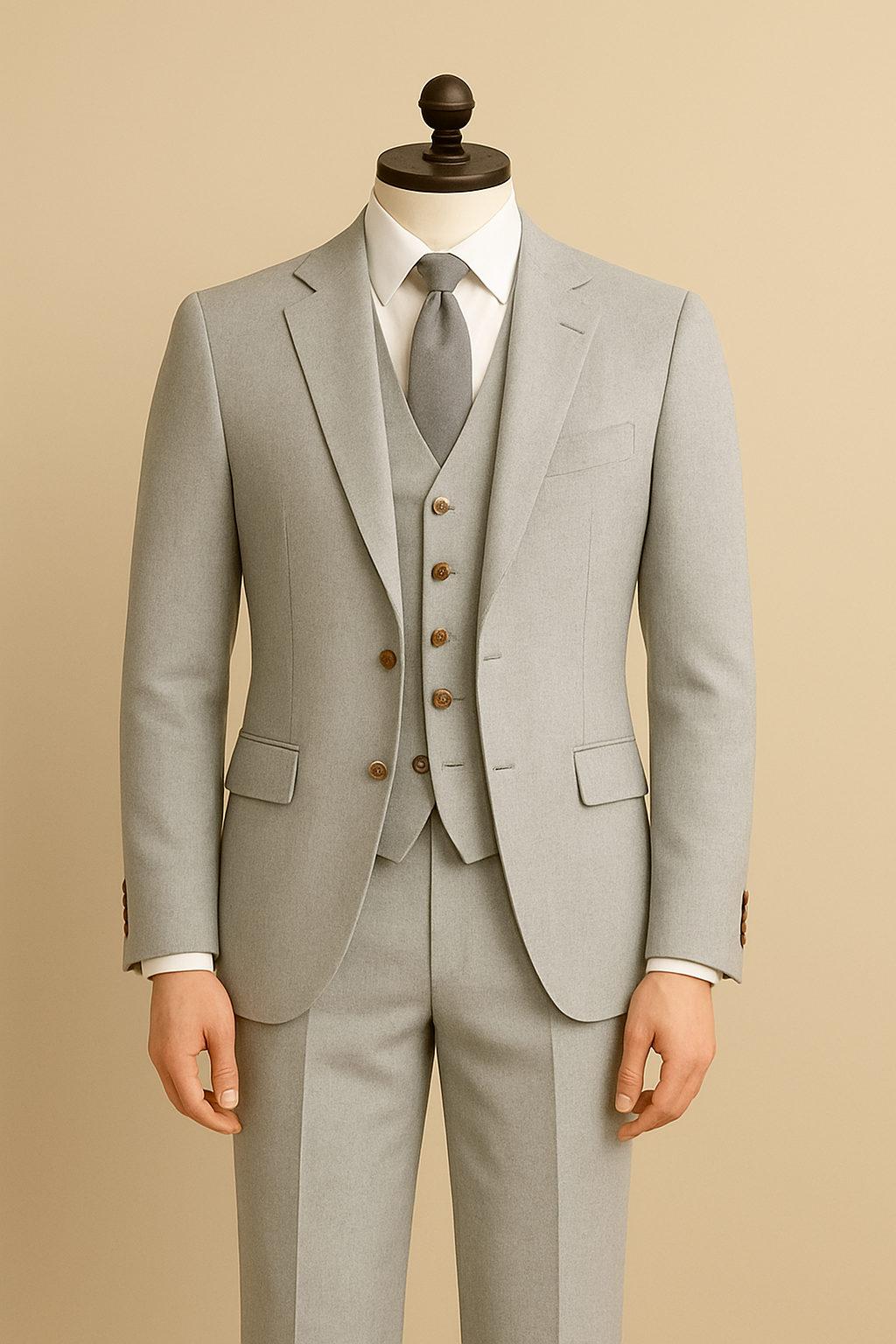 Grey-Linen 3-Piece Suit – Elegant Comfort in Every Thread