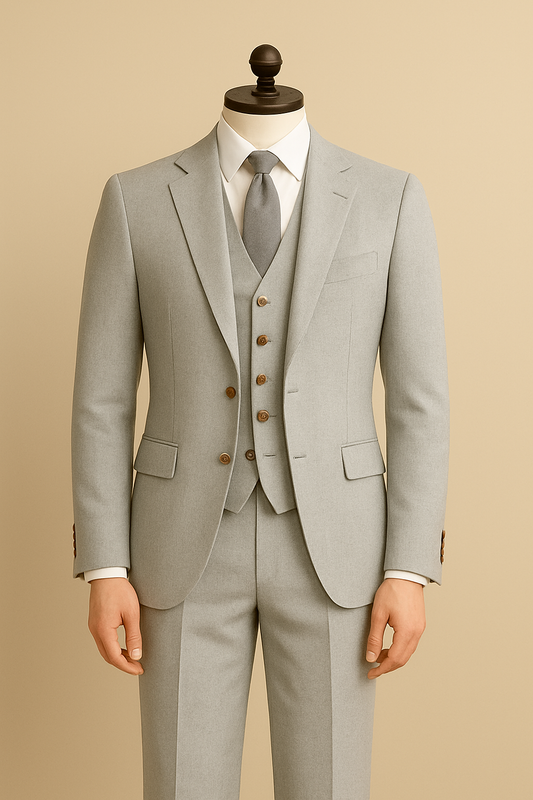 Grey-Linen 3-Piece Suit – Elegant Comfort in Every Thread
