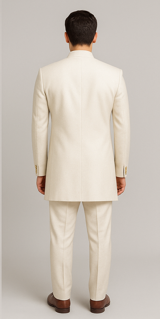 Ivory Indo-Western Ensemble with Golden Accents – A Blend of Heritage and Modern Elegance