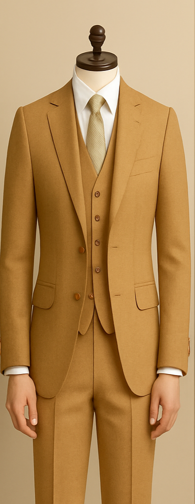 Golden-Linen 3-Piece Suit – Elegant Comfort in Every Thread