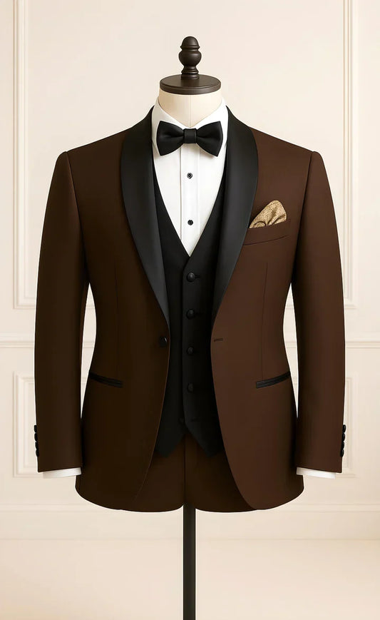 Elegant Chocklate Brown 3-Piece Suit/Tailored Fit