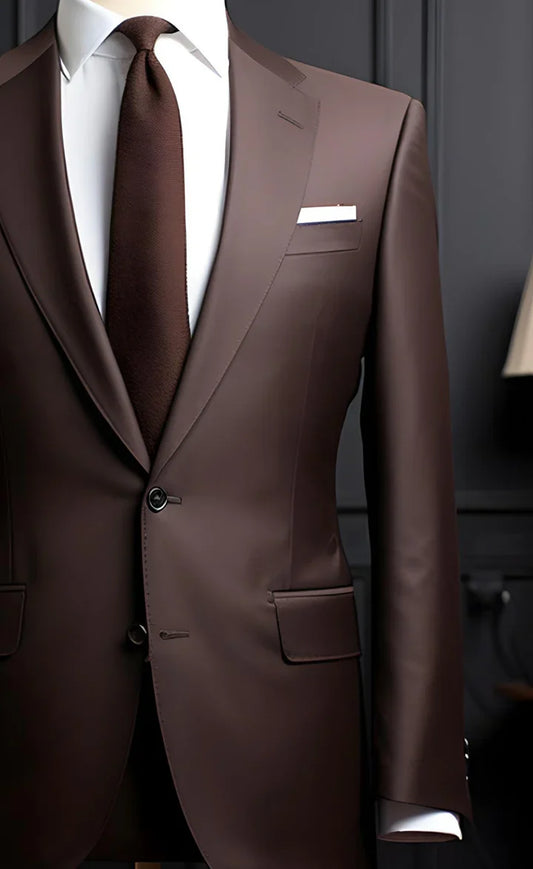 “Dark Brown 2-Piece Suit – Effortless Modern Elegance”
