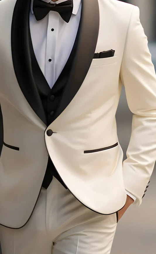 Elegant Ivory 3-Piece Suit/Tailored Fit