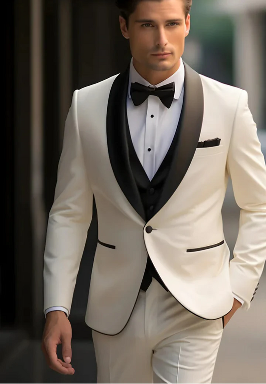 Elegant Ivory 3-Piece Suit/Tailored Fit