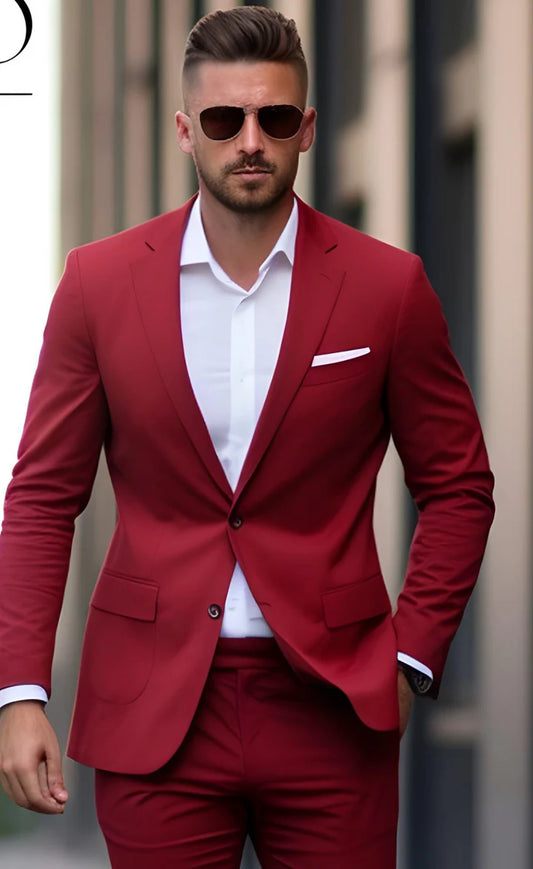 Blood Red 2-Piece Suit – Effortless Modern Elegance”