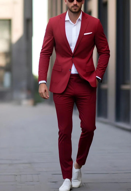 Blood Red 2-Piece Suit – Effortless Modern Elegance”