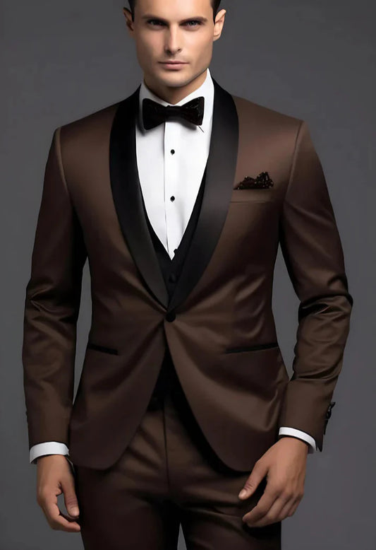 Elegant Coffee Brown 3-Piece Suit/Tailored Fit