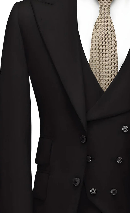 Elegant Black Shawl Lapel 3-Piece Suit/Tailored Fit