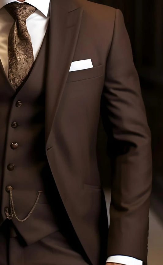 Elegant Chocklate Brown 3-Piece Suit/Tailored Fit