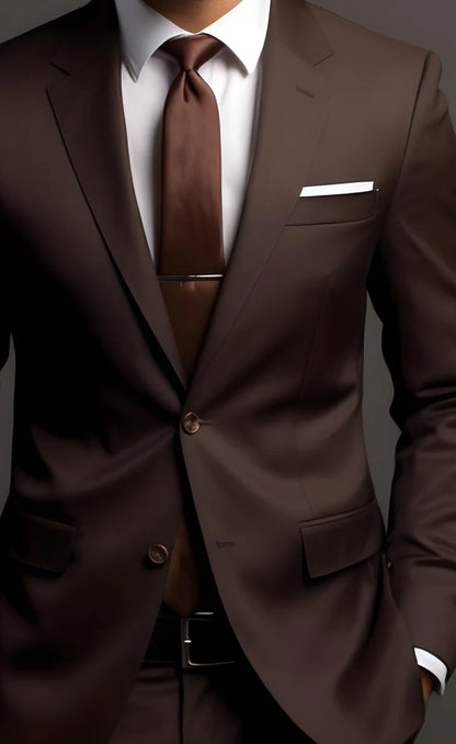 Brown 2-Piece Suit – Effortless Modern Elegance”
