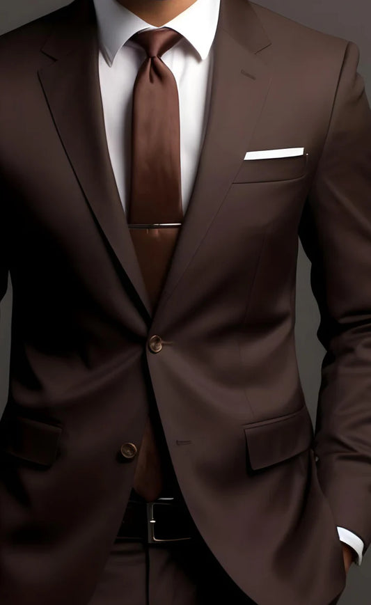 Brown 2-Piece Suit – Effortless Modern Elegance”