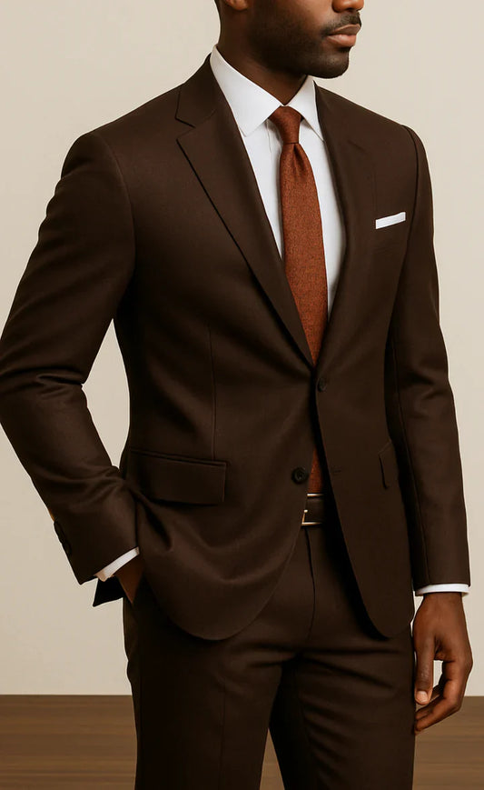 “Coffee Brown 2-Piece Suit – Effortless Modern Elegance”