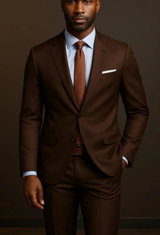 “Coffee Brown 2-Piece Suit – Effortless Modern Elegance”