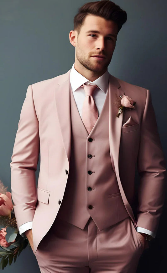 Elegant Dusty Rose 3-Piece Suit/Tailored Fit