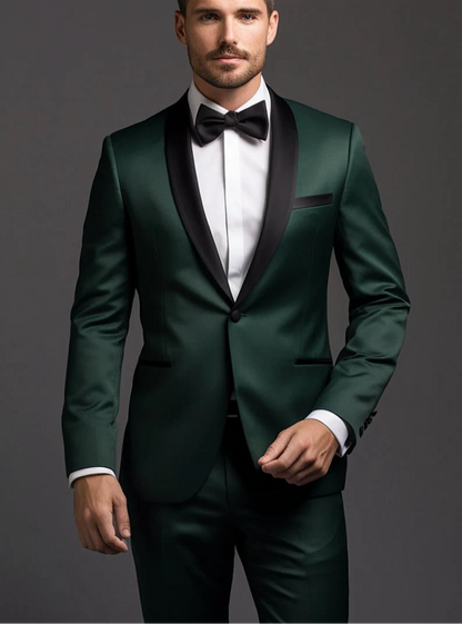 Luxury Italian Fabric 2-Piece Suit for Men |Midnight Green| Wedding, Party Wear; Formal Wear