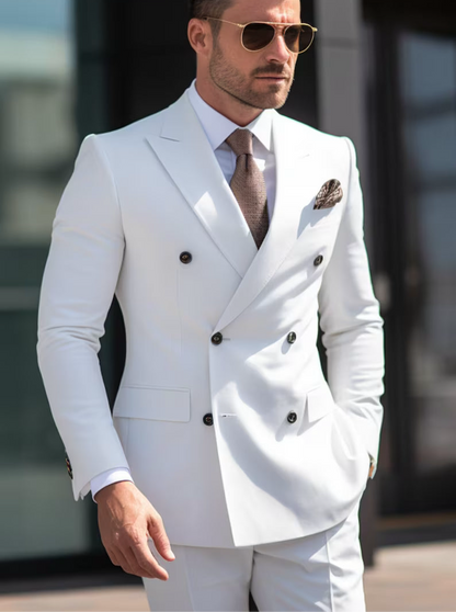 Luxury Double Breasted Suit for Men |White| Wedding, Party wear; Formal Wear