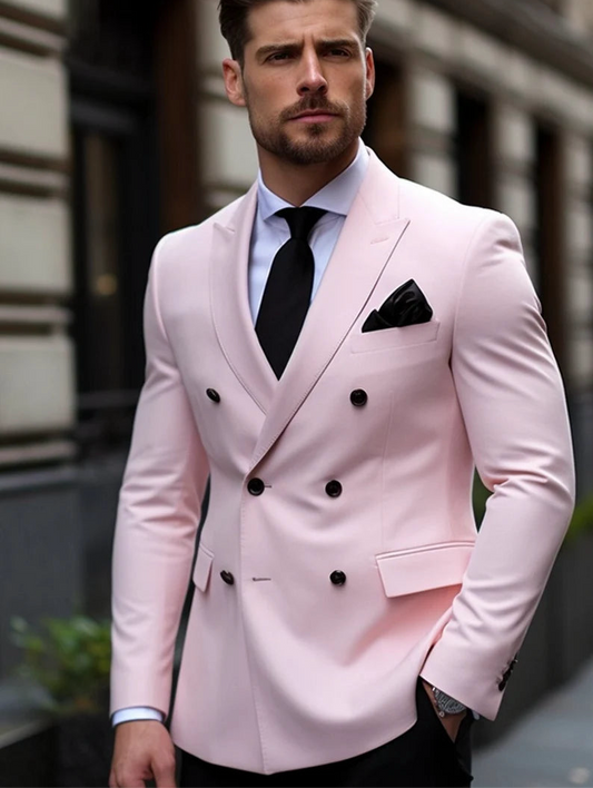 Luxury Double Breasted Suit for Men |Powder Pink | Wedding, Party wear; Formal Wear