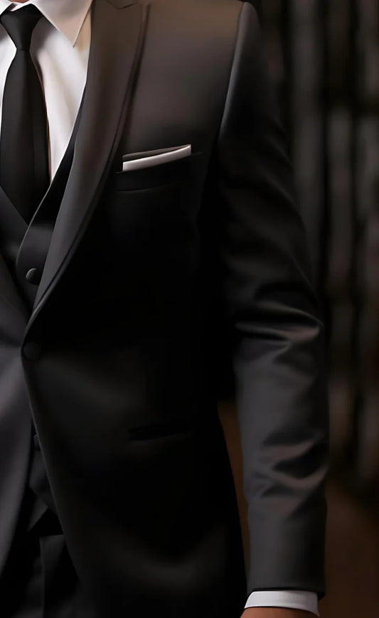 Elegant Black Shawl Lapel 3-Piece Suit/Tailored Fit