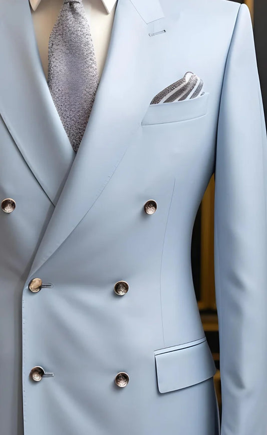 Sky Blue-Double Breasted Suit – Effortless Modern Elegance”