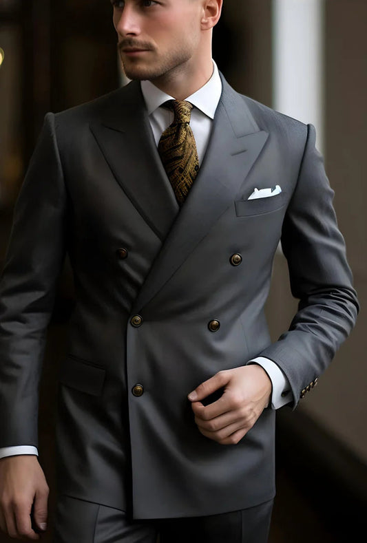 Carbon Grey Double Breasted Suit – Effortless Modern Elegance”