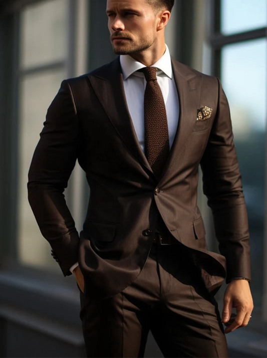 Luxury Italian Fabric 2-PieceSuit for Men |Wood Brown| Wedding, Party wear; Formal Wear