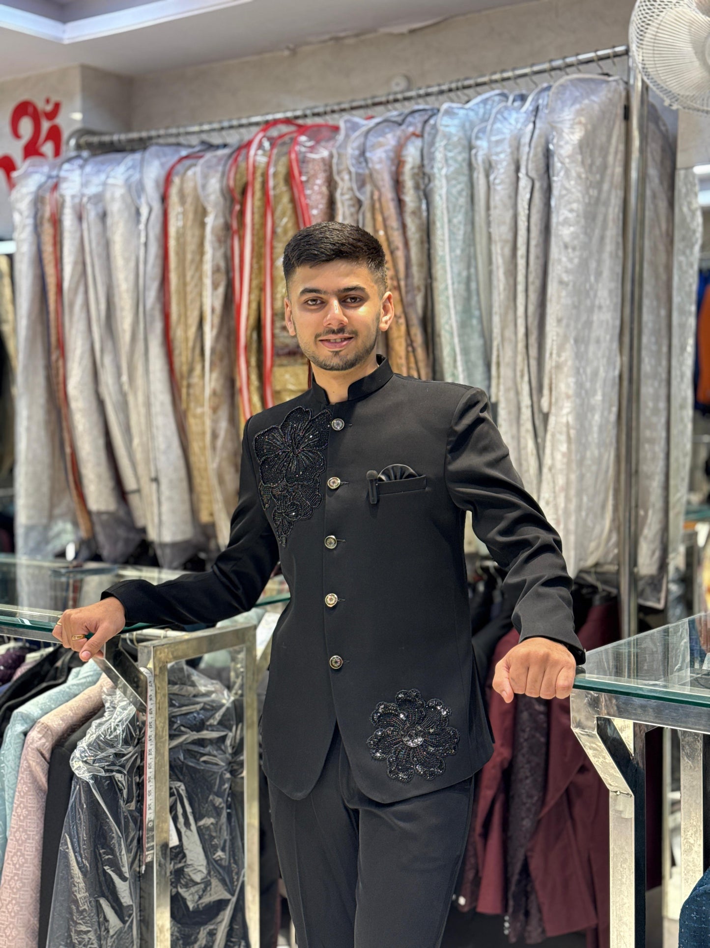 Royal Black Suit – Floral Embroidery