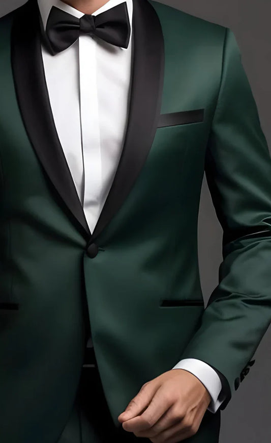 “Forest Green Tuxedo Suit – Effortless Modern Elegance”