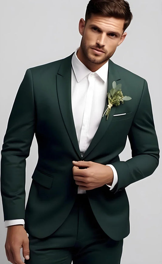 “Bottle Green 2-Piece Suit – Effortless Modern Elegance”