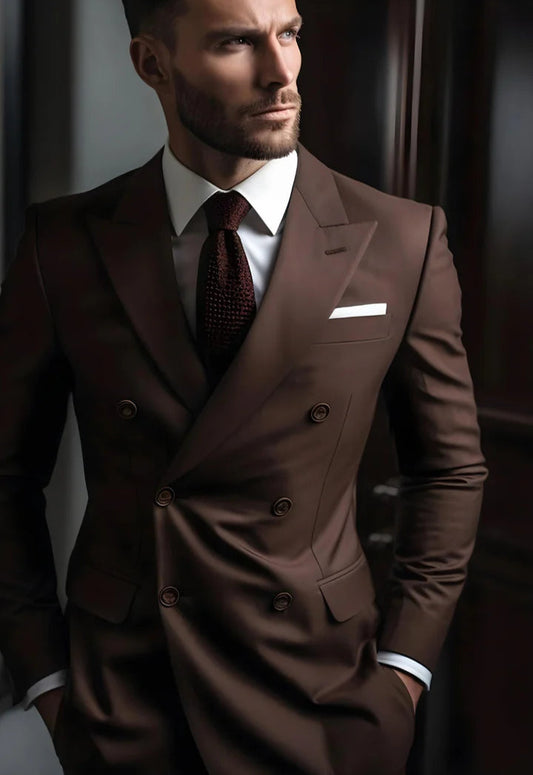 “Dark Brown Double Breasted Suit – Effortless Modern Elegance”