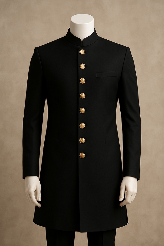 Black Indo-Western Ensemble with Golden Accents – A Blend of Heritage and Modern Elegance