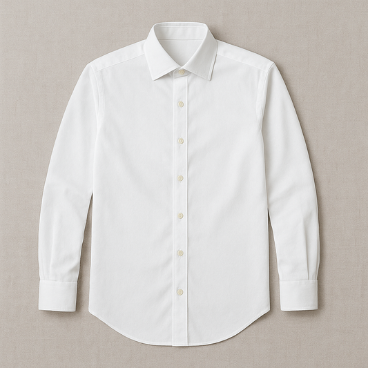 Classic White Cotton Shirt with White Buttons