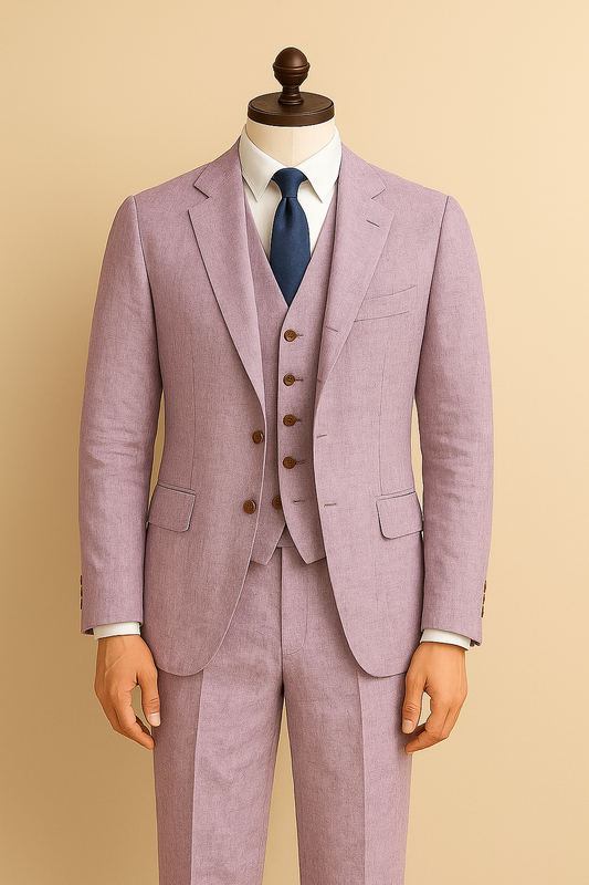 Lavender-Linen 3-Piece Suit – Elegant Comfort in Every Thread