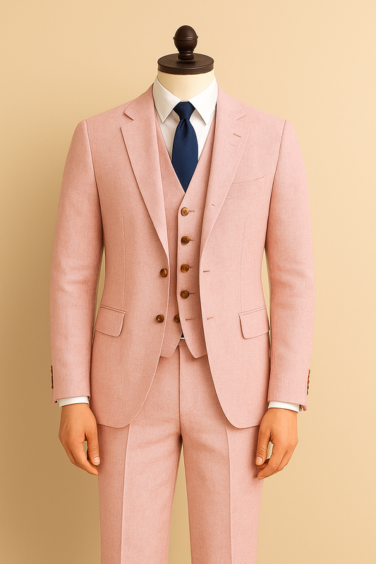Peach(Pink)-Linen 3-Piece Suit – Elegant Comfort in Every Thread
