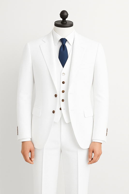 White-Linen 3-Piece Suit – Elegant Comfort in Every Thread