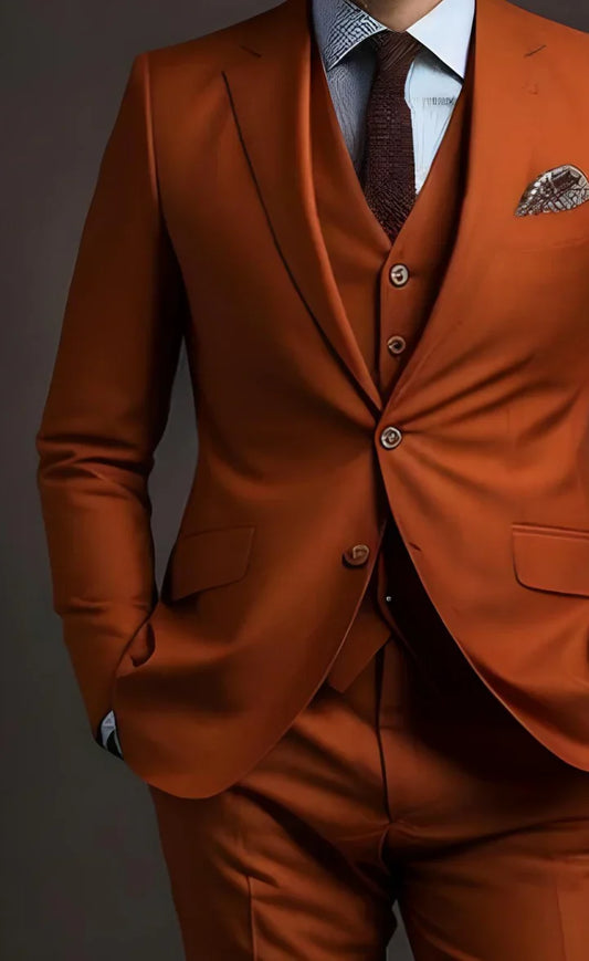 Elegant Rust 3-Piece Suit/Tailored Fit