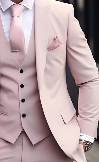 Elegant Light Pink 3-Piece Suit/Tailored Fit