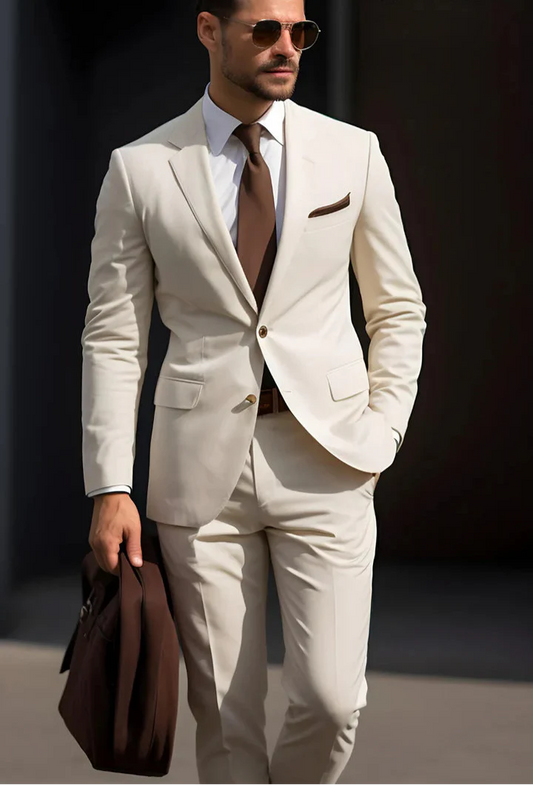 “Cream 2-Piece Suit – Effortless Modern Elegance”