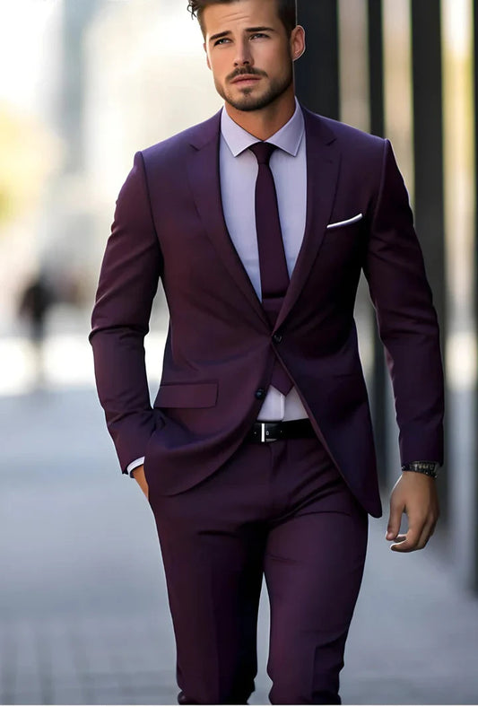 “Purple 2-Piece Suit – Effortless Modern Elegance”