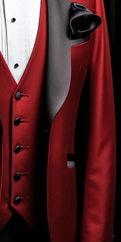 Elegant Red 3-Piece Suit/Tailored Fit