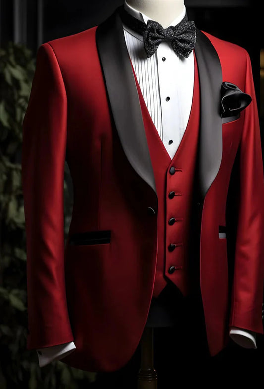 Elegant Red 3-Piece Suit/Tailored Fit