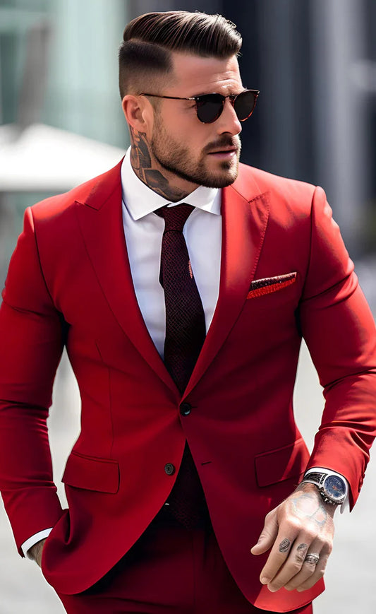 Red 2-Piece Suit – Effortless Modern Elegance”